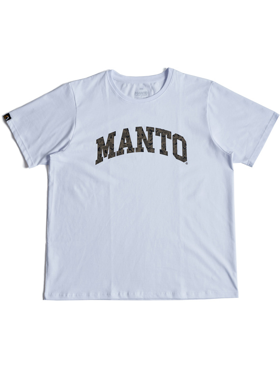 MANTO t-shirt VARSITY CAMO OVERSIZE biały